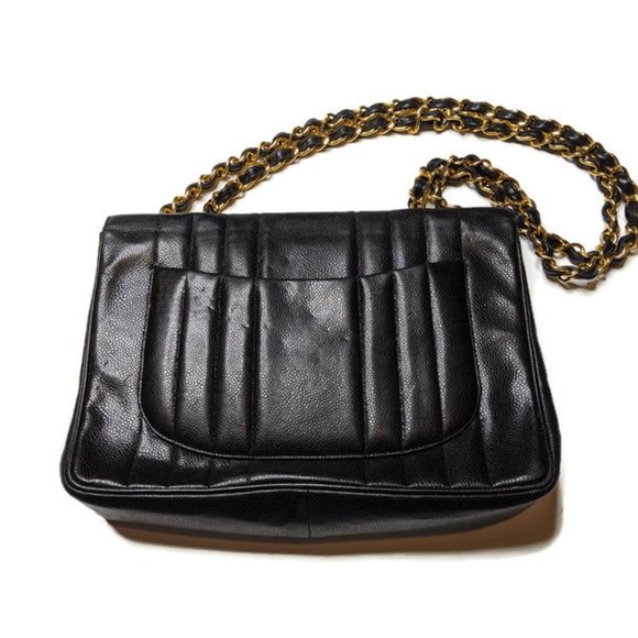 Chanel Vertical Black Caviar Leather Shoulder Bag - Picture 4 of 16